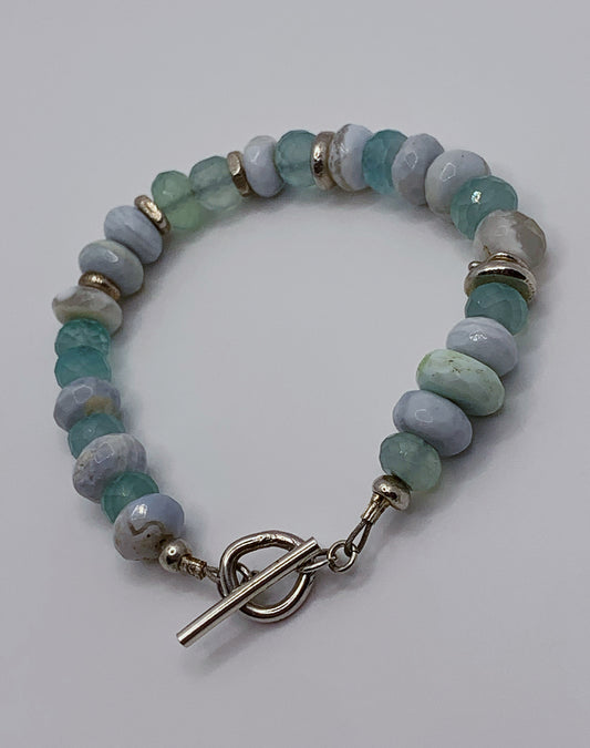 Boulder Opal and Chalcedony Bracelet