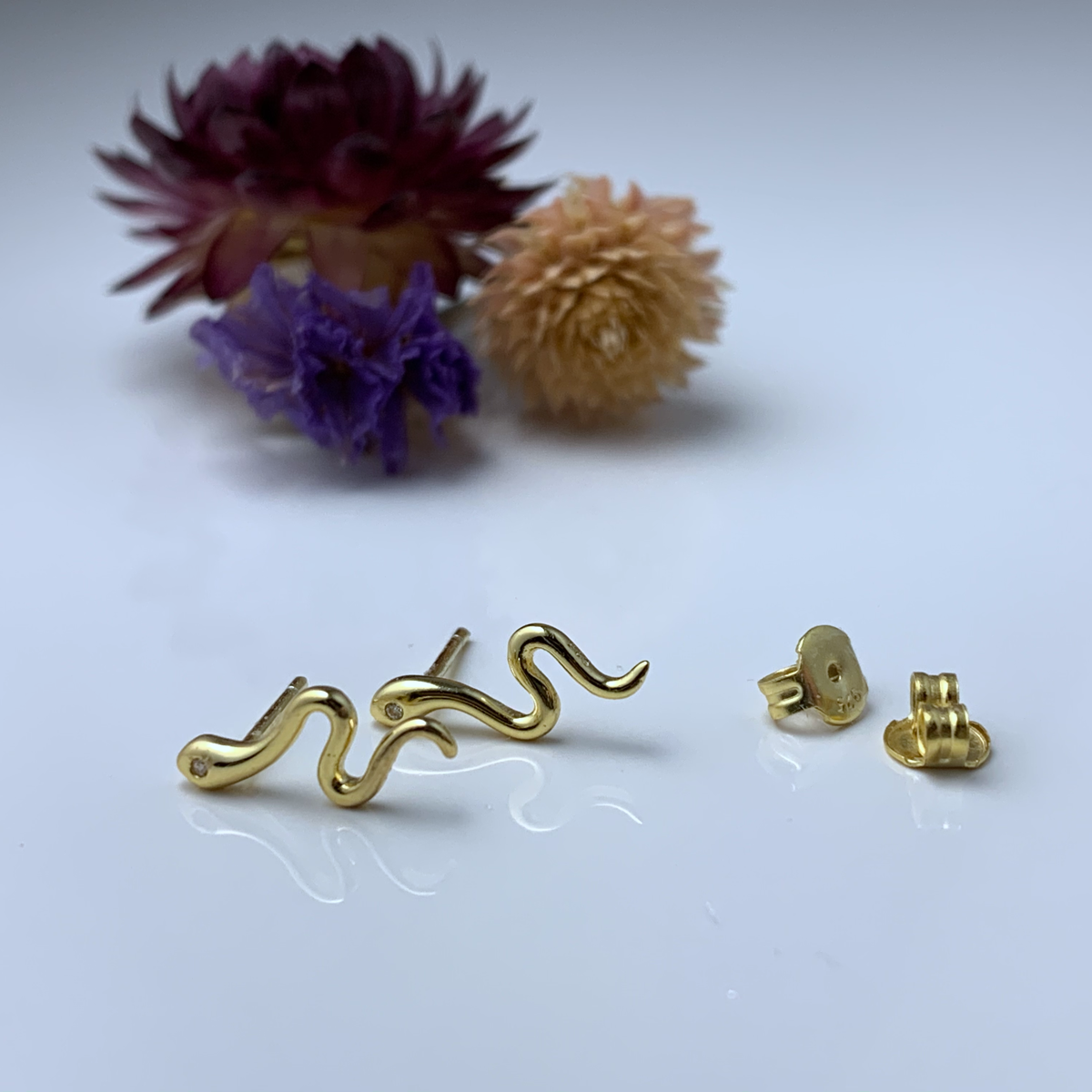 Gold Snake Stud Earrings