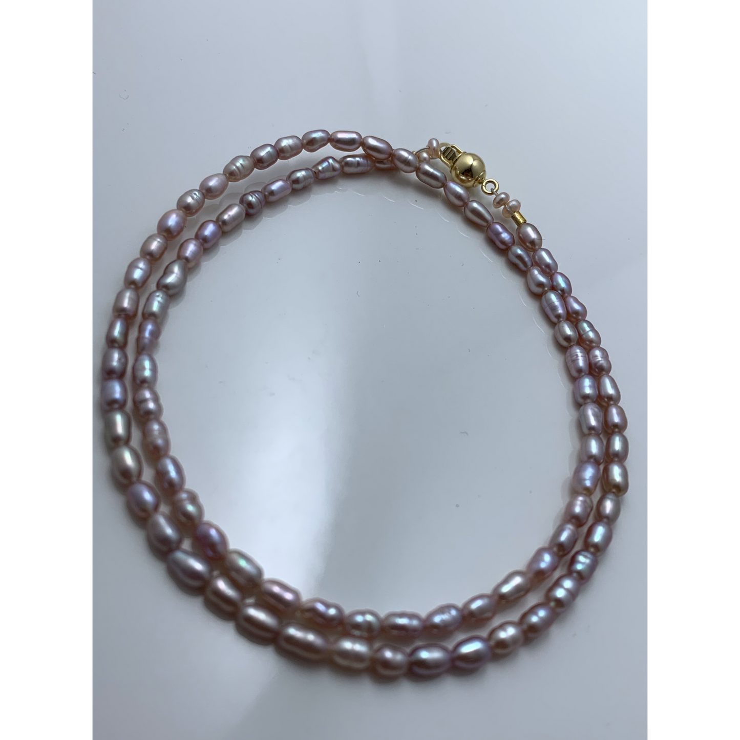14k yellow gold peach pearl necklace