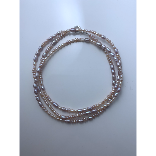 Long seed pearl necklace duo